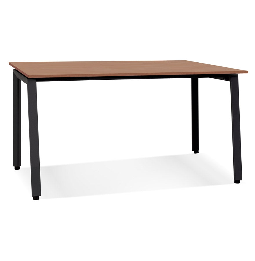 Amadore | Elegante rechte bureau – notenhout en zwart metaal – 160x80 cm