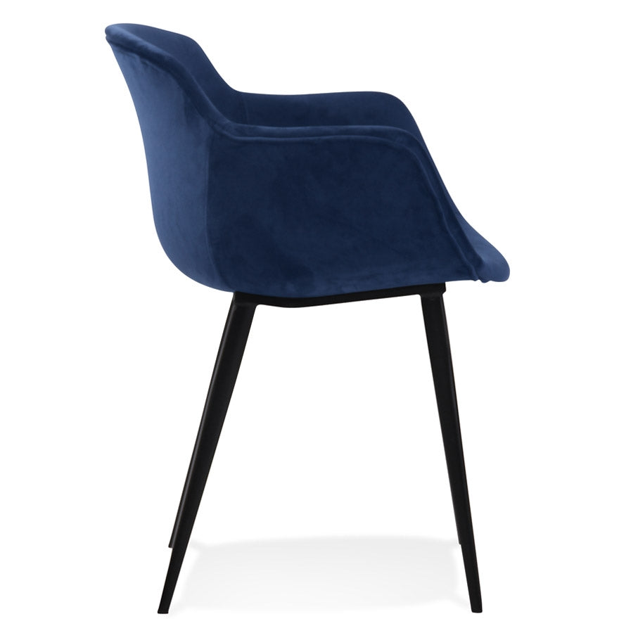 Veloria | Luxe fauteuil met armleuningen – blauw velours – tijdloos design