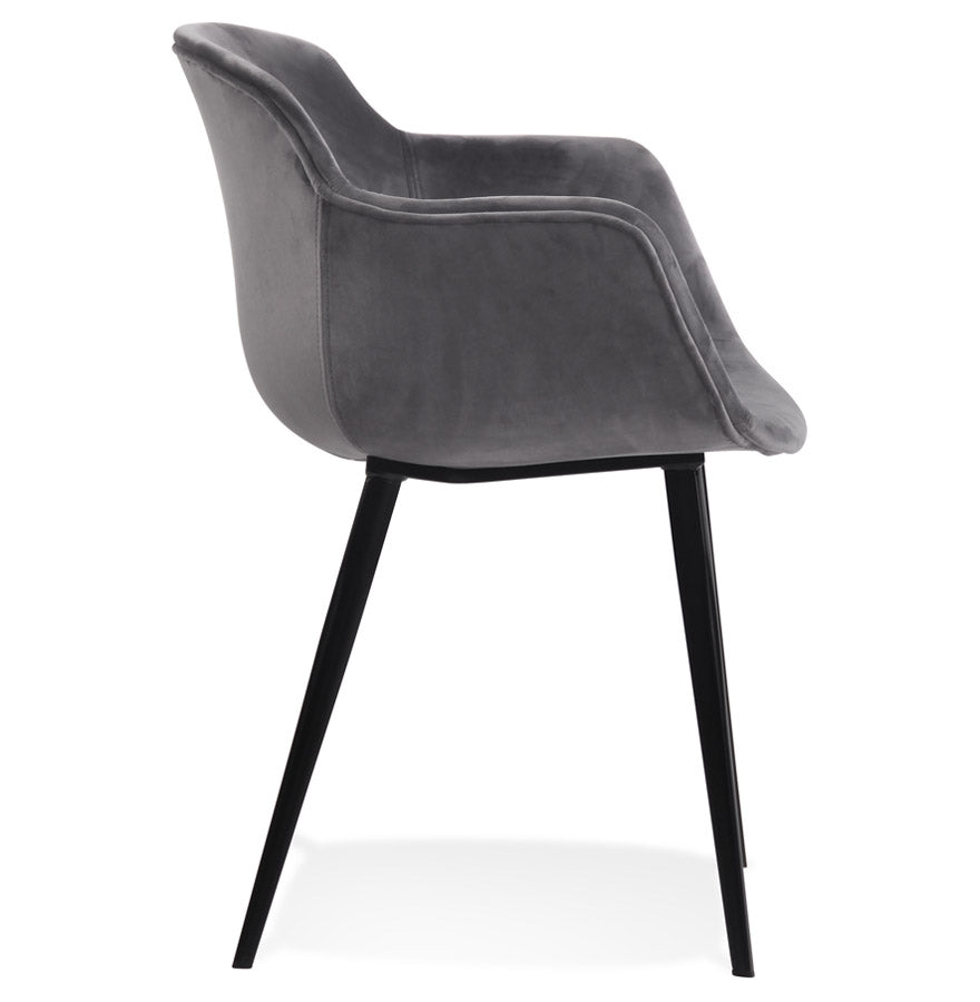 Veloria | Luxe grijze velours fauteuil met armleuningen