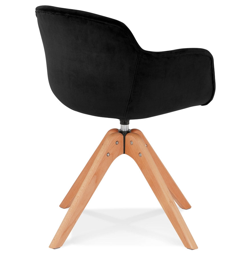 Veloria | Luxe fauteuil met armleuningen – zwart fluweel – natuurlijk hout-OfficeKing