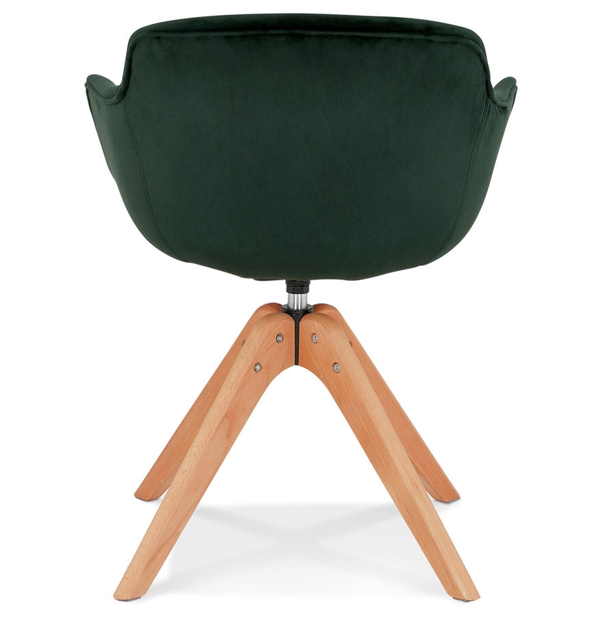 Veloria | Luxe fauteuil met armleuningen - groen velours - natuurlijk hout