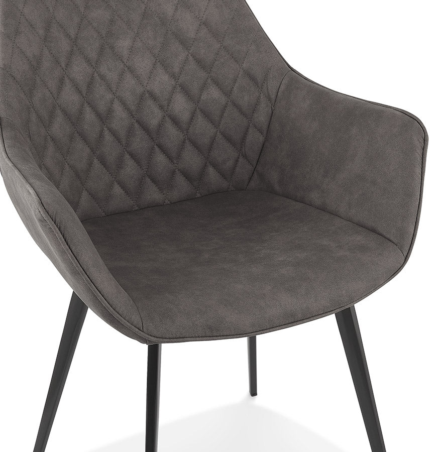 Chigaro | Luxe fauteuil met armleuningen – donkergrijs microvezel met zwarte poten
