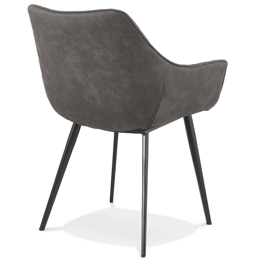 Chigaro | Luxe fauteuil met armleuningen – donkergrijs microvezel met zwarte poten