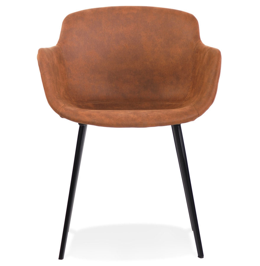 Derbelle | Luxe fauteuil met armleuningen – bruin microvezel