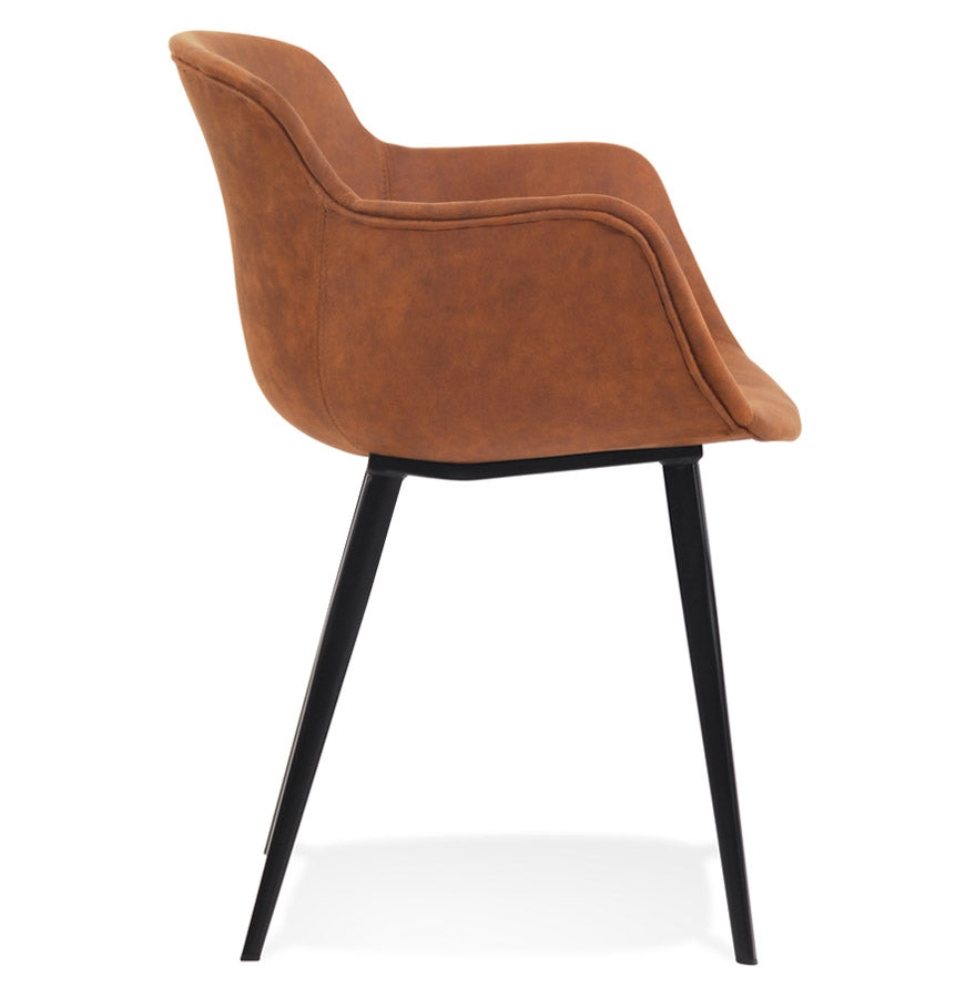 Derbelle | Luxe fauteuil met armleuningen – bruin microvezel