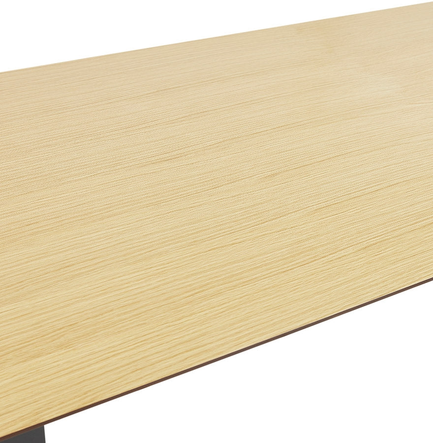 Gimara | Elegantes rechteckiges Bureau – natuurkleurig hout en zwart metaal – 130x70 cm-OfficeKing