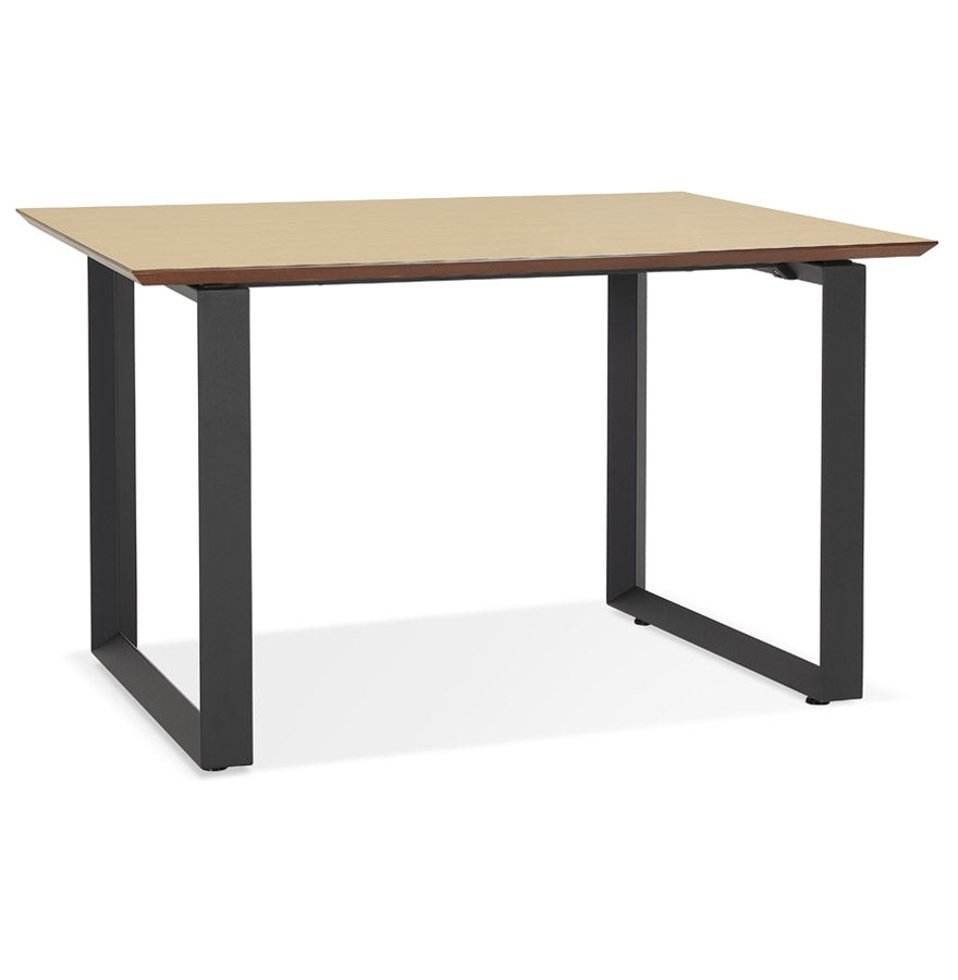 Gimara | Elegantes rechteckiges Bureau – natuurkleurig hout en zwart metaal – 130x70 cm-OfficeKing