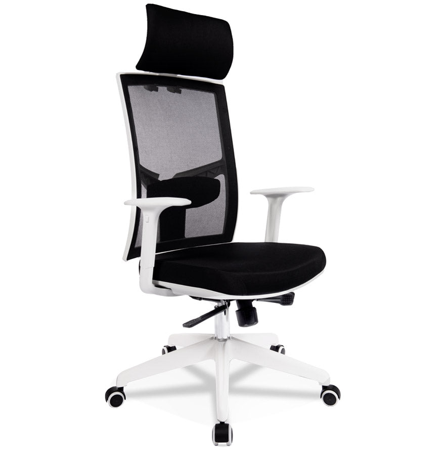 Vintara | Luxe bureaustoel met zwart stof en wit frame-OfficeKing