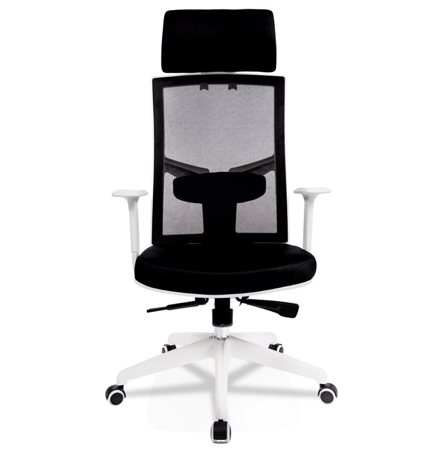 Vintara | Luxe bureaustoel met zwart stof en wit frame-OfficeKing