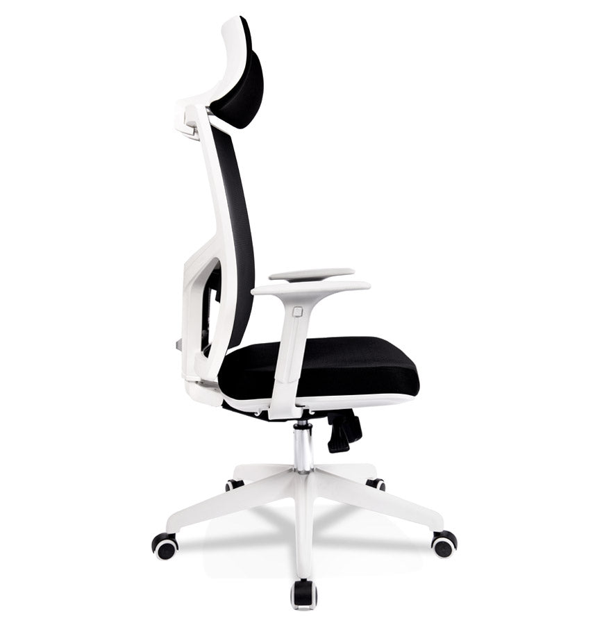Vintara | Luxe bureaustoel met zwart stof en wit frame-OfficeKing