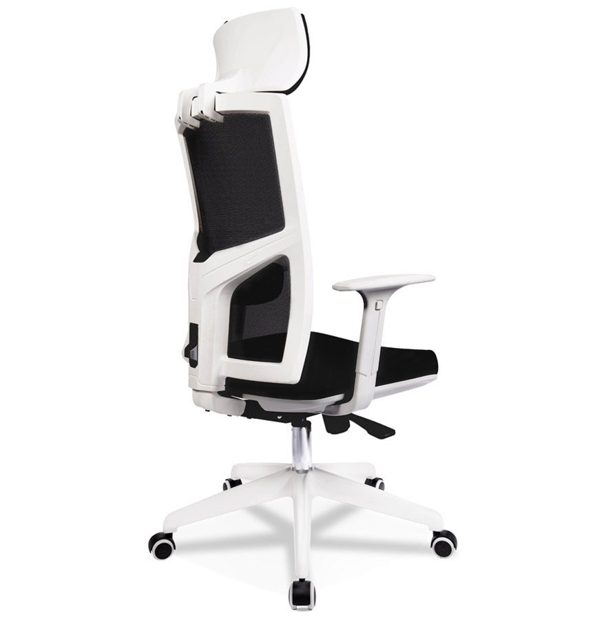 Vintara | Luxe bureaustoel met zwart stof en wit frame-OfficeKing