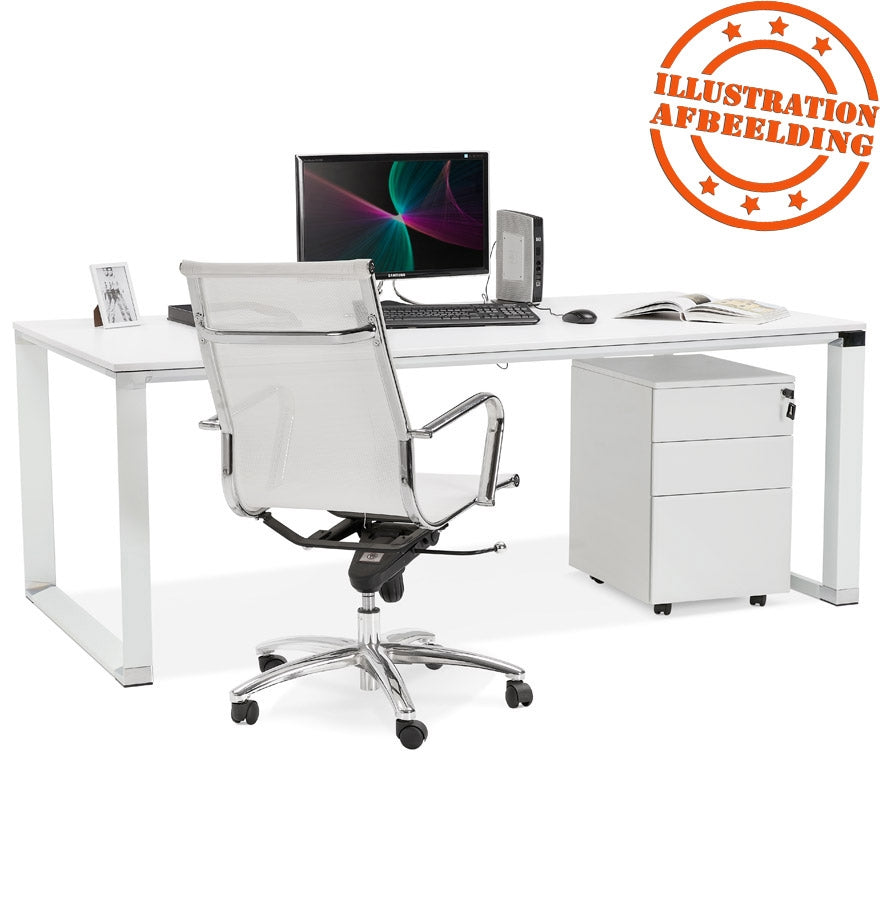 Elara | Luxe rechte bureautafel in wit hout – 200x100 cm