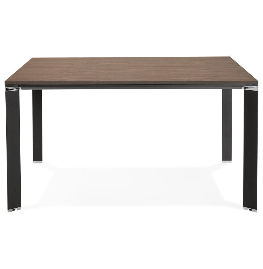 Nobilis | Luxe vergadertafel met notenhout en zwart metaal – elegant design – 140x140 cm