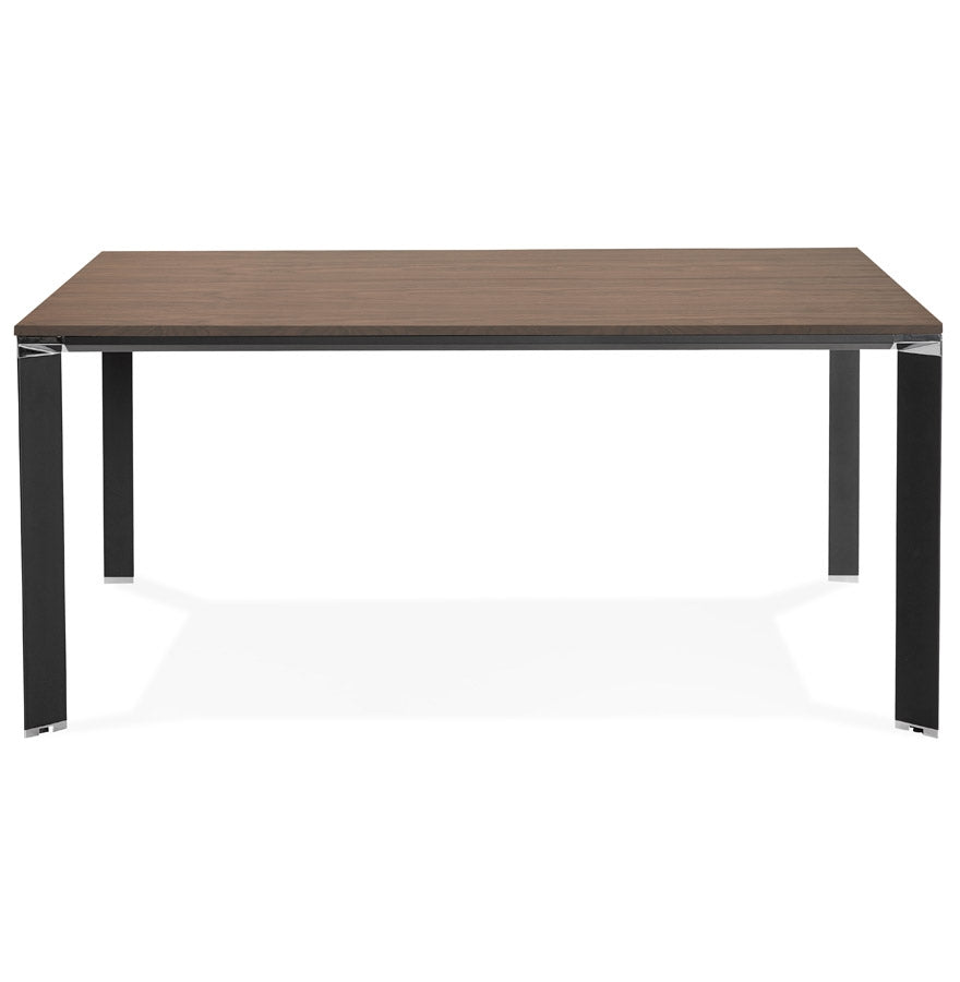 Noblesse | Elegante vergadertafel met notenhouten afwerking en zwart metaal - 160x160 cm-OfficeKing