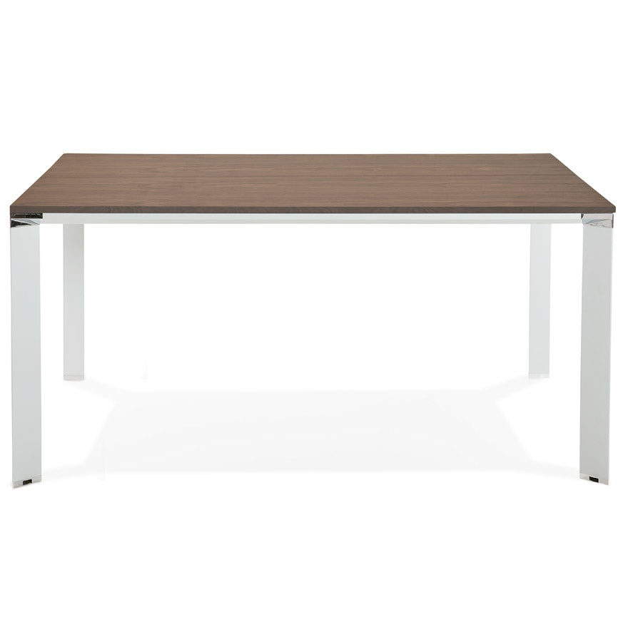 Veridion | Luxe vergadertafel met notenhout en wit metaal – 160x160 cm