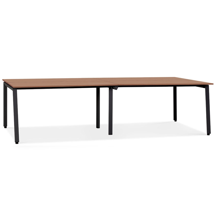 Valoria | Dubbele Rechte Bureau – Luxe notenhout en zwart metaal-OfficeKing