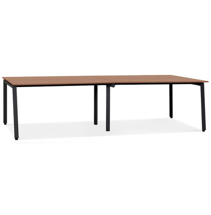 Valoria | Dubbele Rechte Bureau – Luxe notenhout en zwart metaal-OfficeKing
