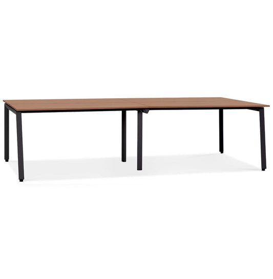Valoria | Dubbele Rechte Bureau – Luxe notenhout en zwart metaal-OfficeKing