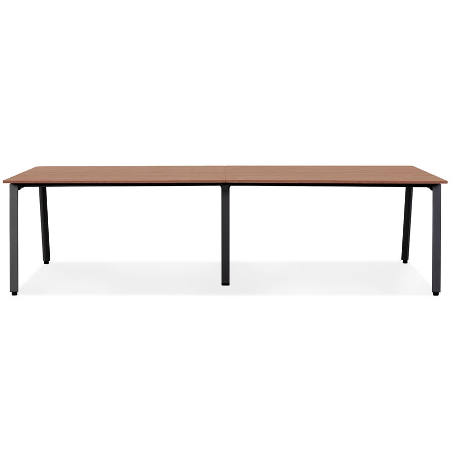 Valoria | Dubbele Rechte Bureau – Luxe notenhout en zwart metaal-OfficeKing