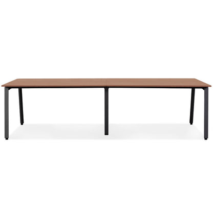 Valoria | Dubbele Rechte Bureau – Luxe notenhout en zwart metaal-OfficeKing