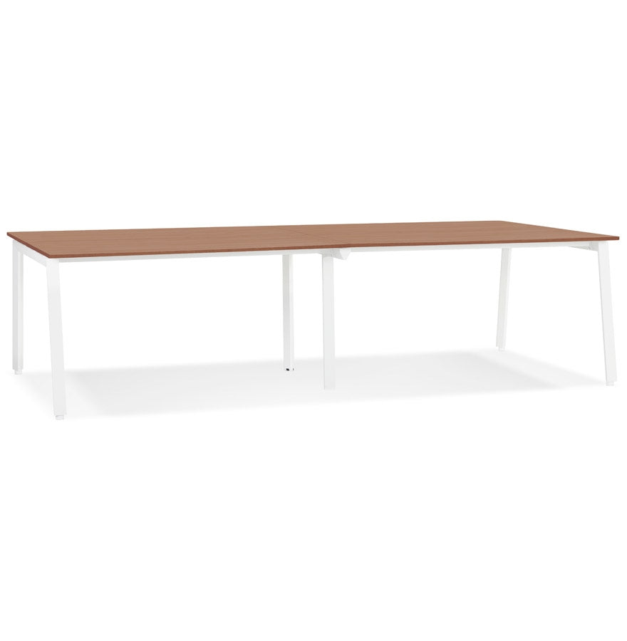 Amalfi | Luxe Dubbele Bureau met Notenhout en Wit Metaal - Elegant en Ruimtelijk