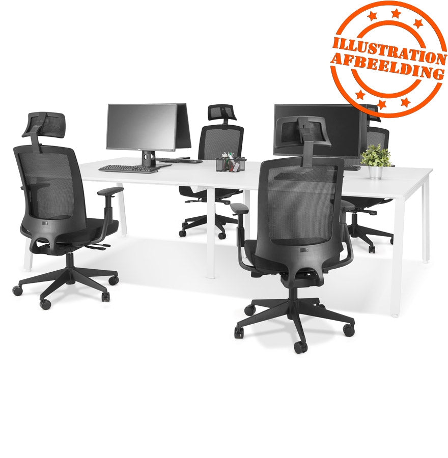 Amalfi | Luxe Dubbele Bureau met Notenhout en Wit Metaal - Elegant en Ruimtelijk
