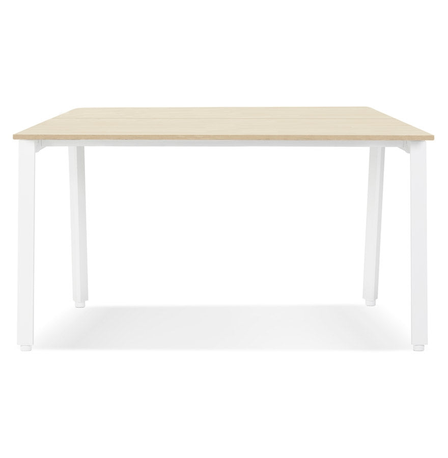 Arista | Luxe vergadertafel met natuurlijk hout en wit metaal - 140x140 cm-OfficeKing
