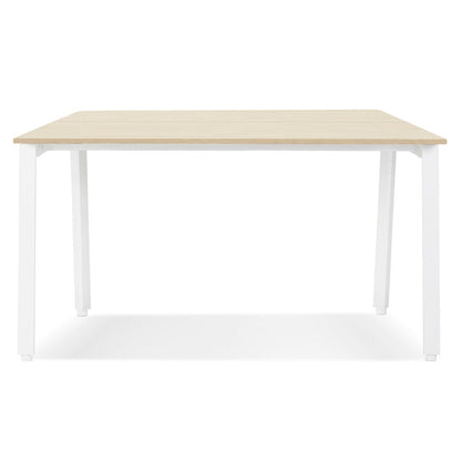 Arista | Luxe vergadertafel met natuurlijk hout en wit metaal - 140x140 cm-OfficeKing