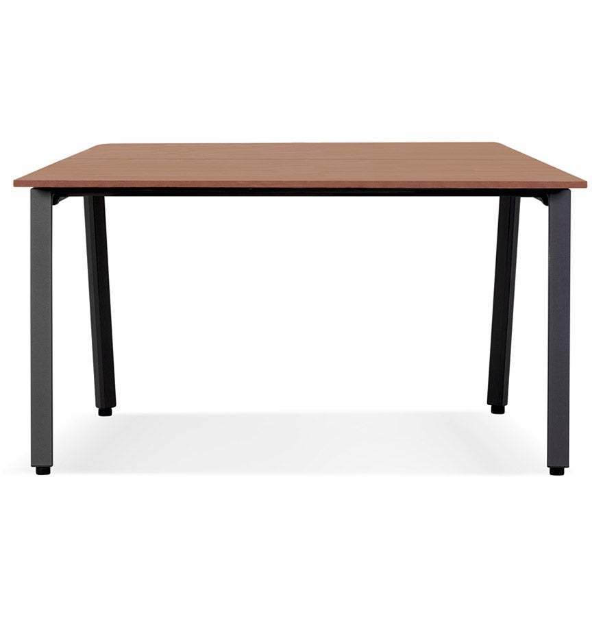 Alurea | Luxe vergadertafel met notenhout en zwart metaal - 140x140 cm
