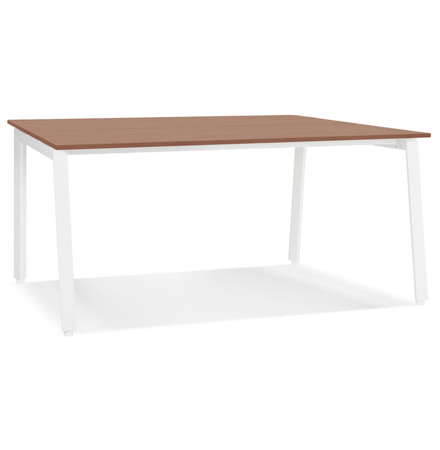 Aurelia | Luxe vergadertafel met notenhout en wit metaal - 160x160 cm
