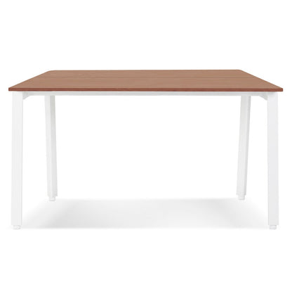 Aurelia | Luxe vergadertafel met notenhout en wit metaal - 160x160 cm-OfficeKing