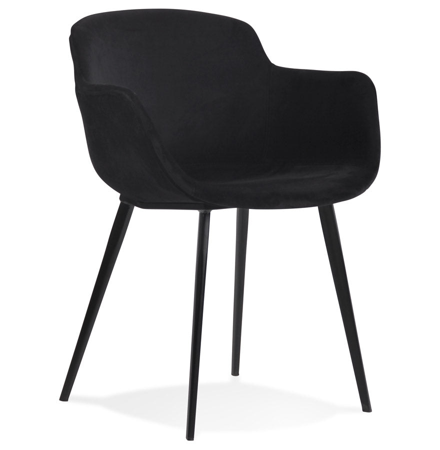 Veloria | Luxe fauteuil met armleuningen - zwart velours - tijdloos comfort