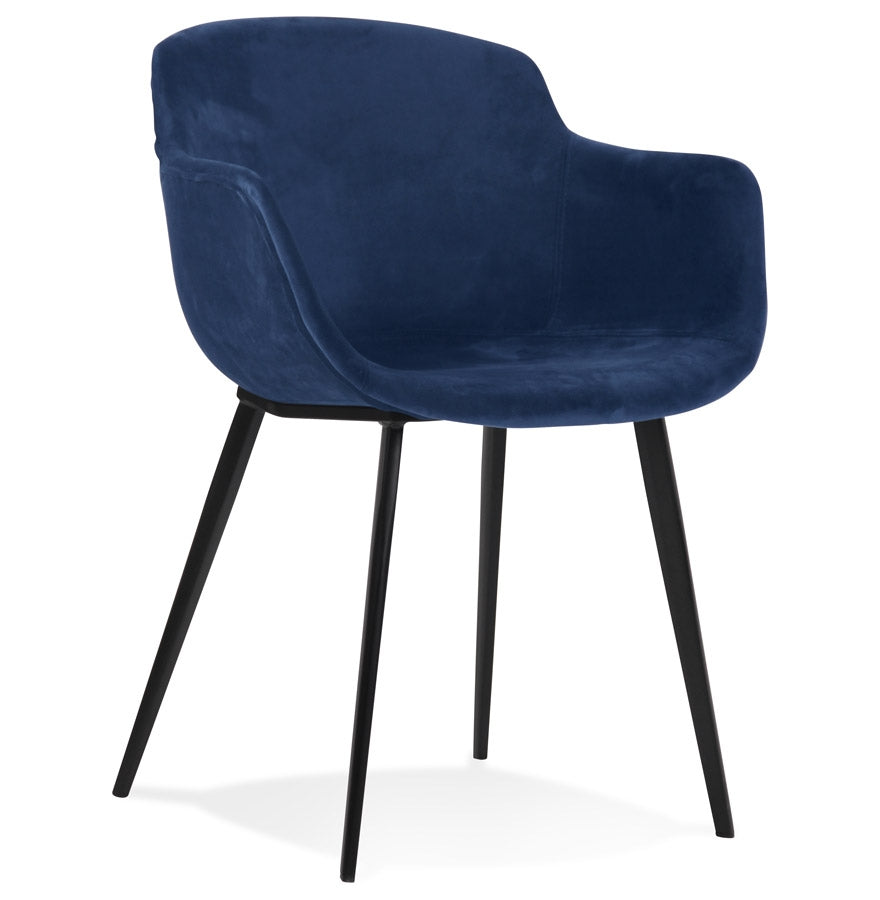 Veloria | Luxe fauteuil met armleuningen – blauw velours – tijdloos design