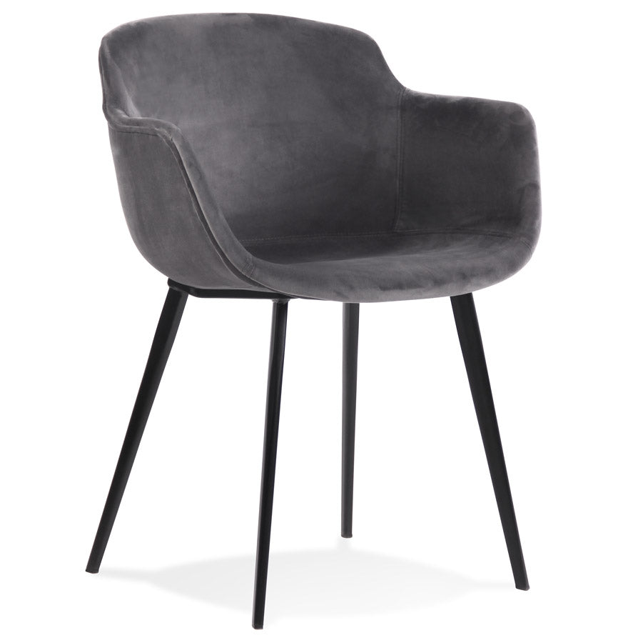 Veloria | Luxe grijze velours fauteuil met armleuningen