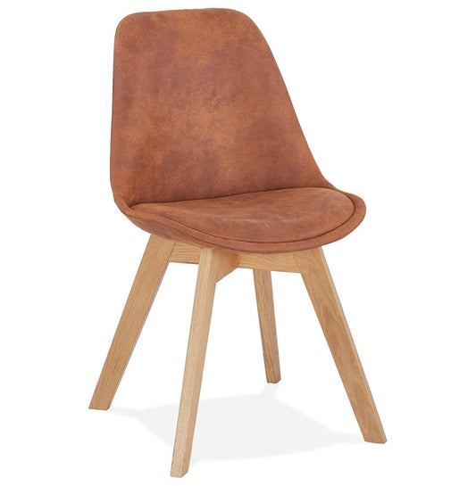 Aurelia | Luxe bruine microfiber stoel – natuurlijke houten poten-OfficeKing