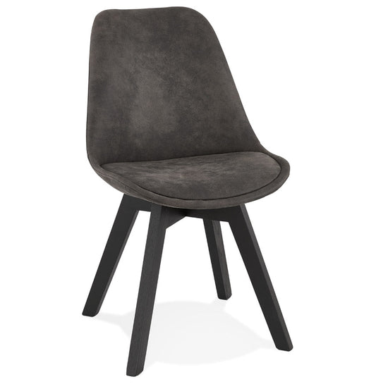 Axelia | Luxe grijze microvezel stoel met elegante zwarte houten basis-OfficeKing