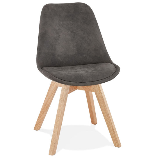 Axelia | Luxe grijze microvezel stoel met natuurlijke houten poten-OfficeKing