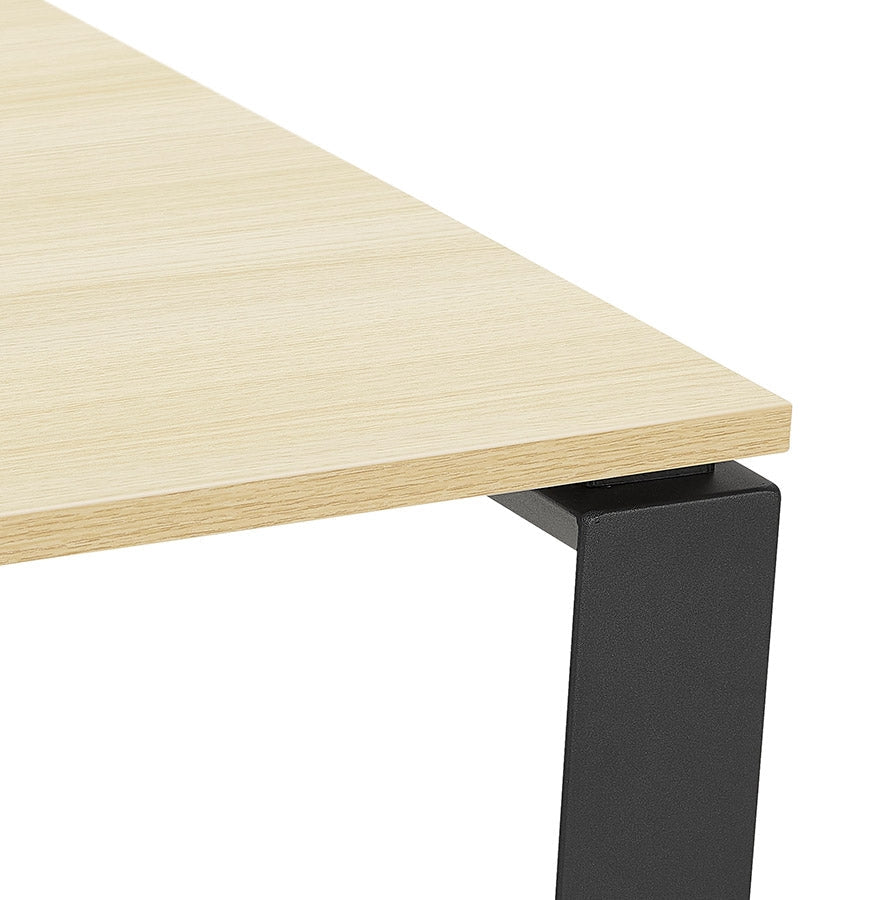 Brevira | Luxe vergadertafel - natuurlijk hout en zwart metaal - 160x160 cm