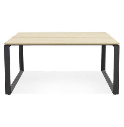 Brevira | Luxe vergadertafel - natuurlijk hout en zwart metaal - 160x160 cm-OfficeKing