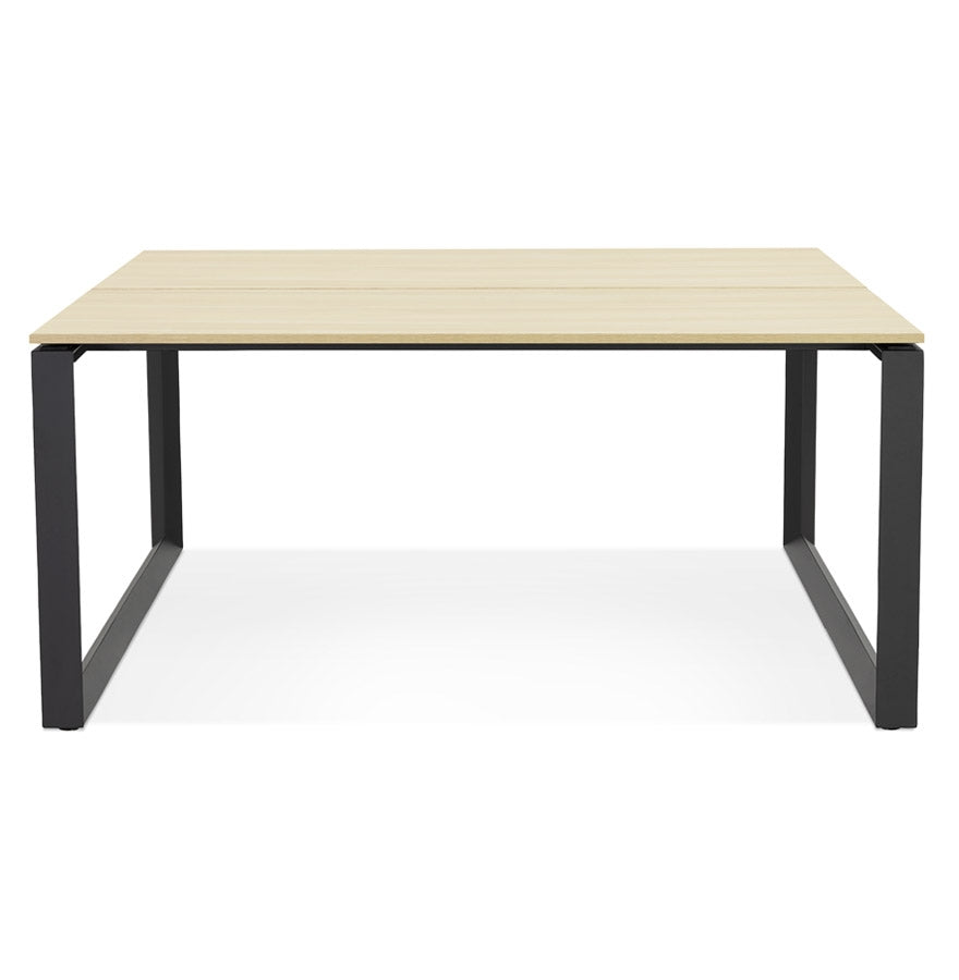 Brevira | Luxe vergadertafel - natuurlijk hout en zwart metaal - 160x160 cm