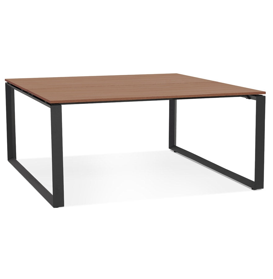 Alurea | Luxe vergadertafel met notenhout en zwart metaal – 140x140 cm