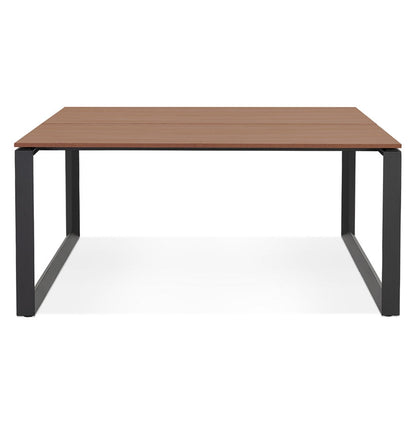 Alurea | Luxe vergadertafel met notenhout en zwart metaal – 140x140 cm-OfficeKing