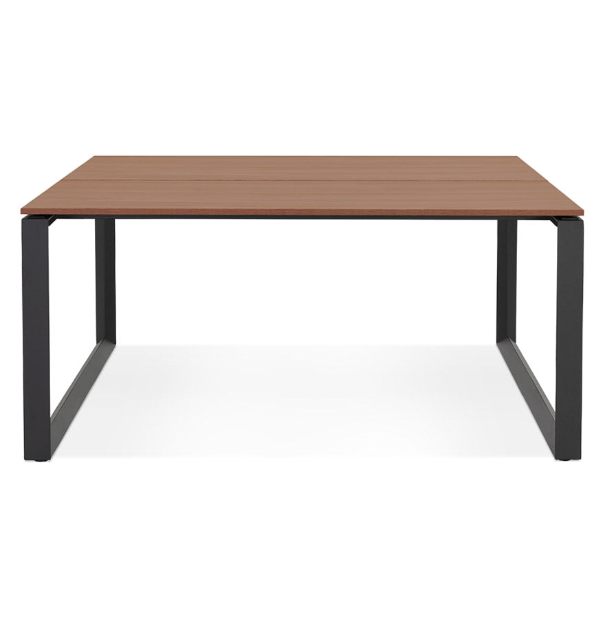 Alurea | Luxe vergadertafel met notenhout en zwart metaal – 140x140 cm