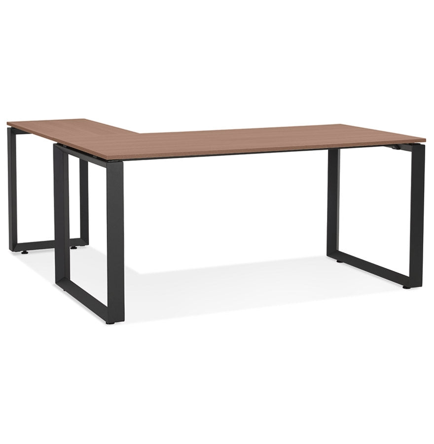 Nobelle | Luxe hoekbureau met notenhout en zwart metaal - 160 cm-OfficeKing