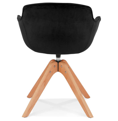 Veloria | Luxe fauteuil met armleuningen – zwart fluweel – natuurlijk hout-OfficeKing