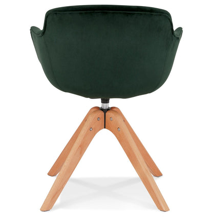 Veloria | Luxe fauteuil met armleuningen - groen velours - natuurlijk hout-OfficeKing