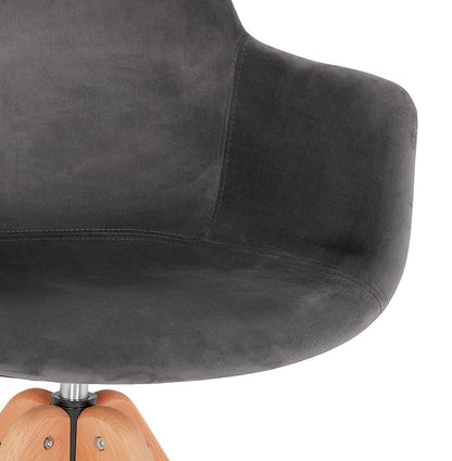 Velurelle | Luxe fauteuil met armleuningen - grijze velours - natuurlijk houten poten-OfficeKing