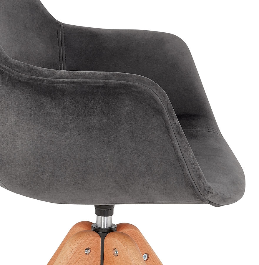 Velurelle | Luxe fauteuil met armleuningen - grijze velours - natuurlijk houten poten-OfficeKing