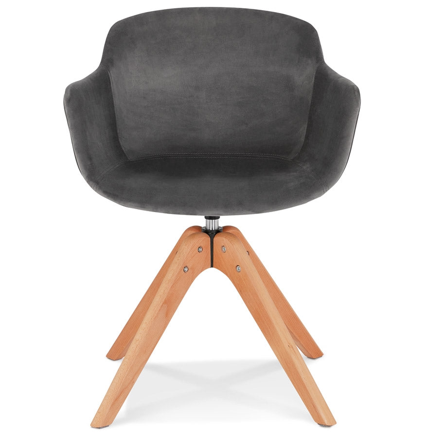 Velurelle | Luxe fauteuil met armleuningen - grijze velours - natuurlijk houten poten-OfficeKing