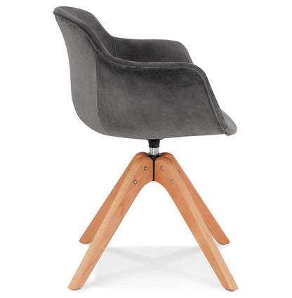 Velurelle | Luxe fauteuil met armleuningen - grijze velours - natuurlijk houten poten-OfficeKing